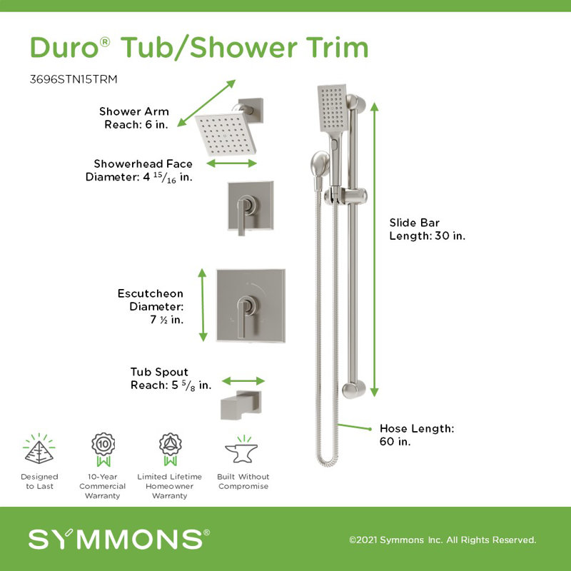 Duro HydroMersion Double Handle Tub and Shower System, Satin Nickel