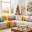 Coussin Oopsy Daisy Expressive Face Microbead - Coussin intérieur / extérieur jaune Squishy