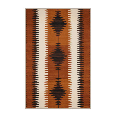 Washable Sienna White Striped Area Rug