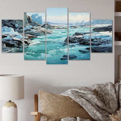 Ensemble de 5 décorations murales Glacier Glacial Winter Symphony I