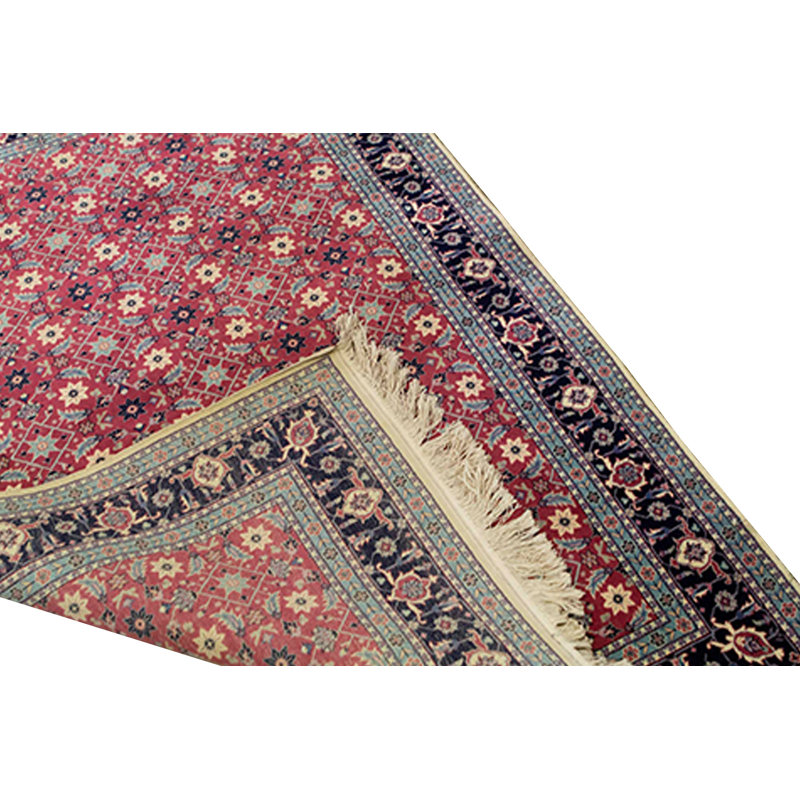 Hand-Knotted High-Quality Black and Red Area Rug