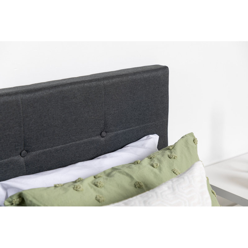 Lit tapissier Dora, Double, Gris