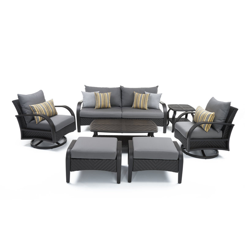 Ensemble de conversation 7 pièces avec coussins Sunbrella Kechia, Sunbrella® gris anthracite