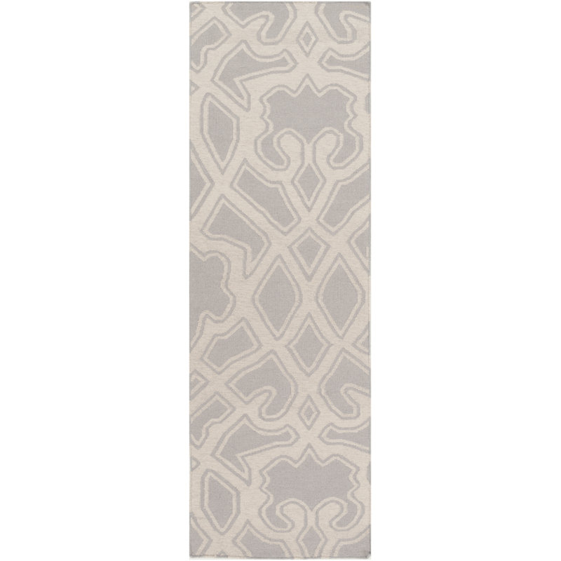 Tapis beige en laine tissé à la main Lagrange, Tapis de couloir 2 pi 6 po x 8 pi