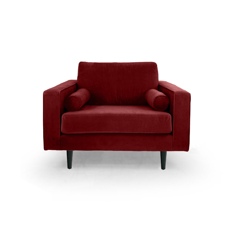 Boubacar 2 Seater Velvet Loveseat, Burgundy, Natural
