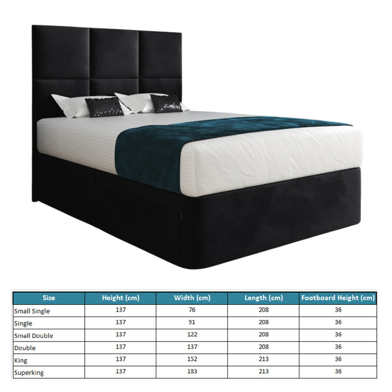 Anatoly Upholstered Bed, Black, Small Single (2'6)