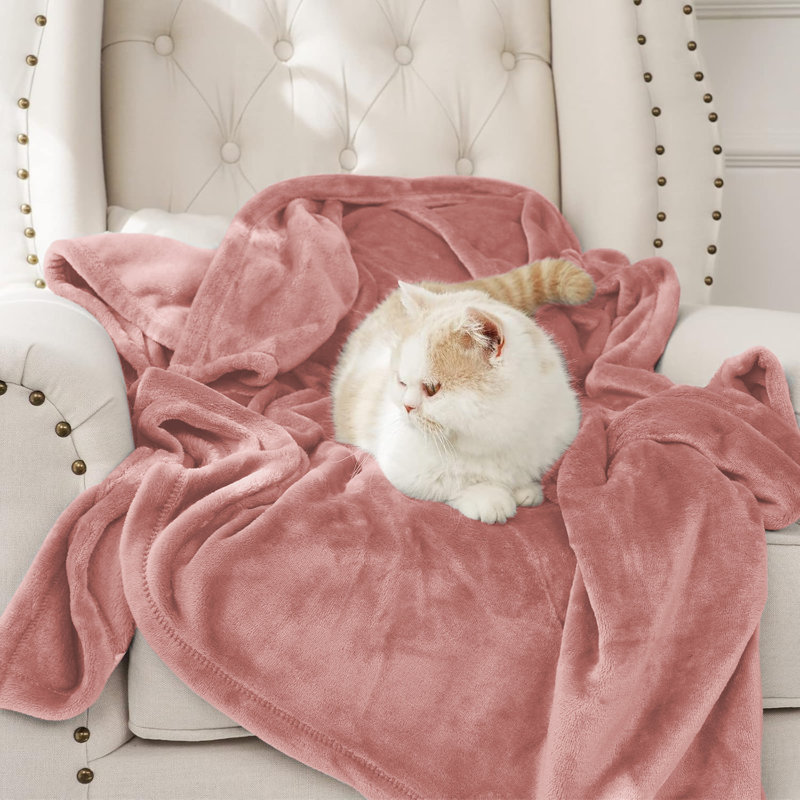 Couverture simple en molleton 300 g / m² - Couverture douce pour lit simple toutes saisons, Rose, Lit simple