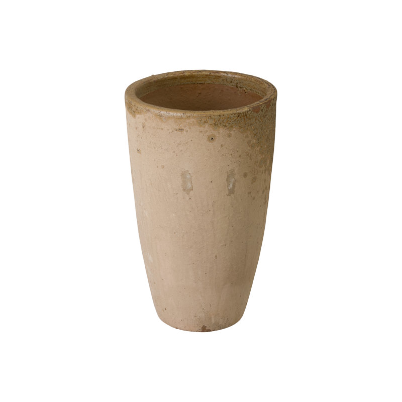Antique Amber Ceramic Round Planter with Drainage Hole, 27.5" H x 17" W x 17" D
