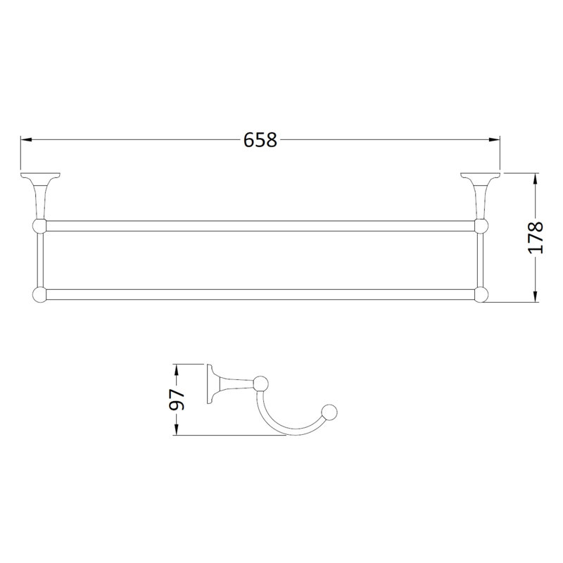 65.8cm 2 Wall Towel Bar
