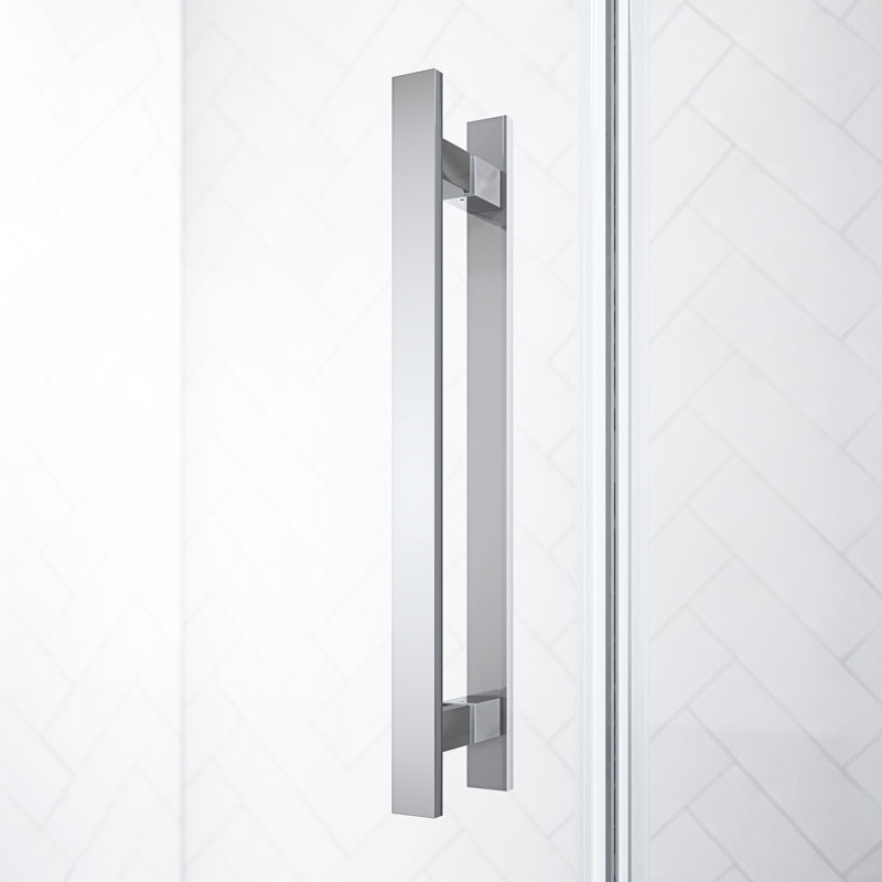 OVE Decors Panama X P 36 po P 74 po Ensemble de porte de douche pivotante en H sans cadre en chrome avec base, Chrome