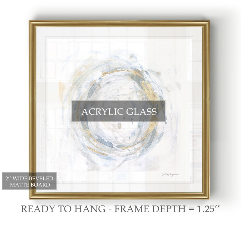 «E Halcyon Whirl II», peinture sur toile, Cadre doré, H 26,5 po x l 26,5 po x P 1,5 po