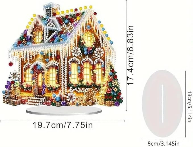 Andhav 5D DIY Festive Christmas House Diamond Painting Kit Crystal Rhinestone Acrylic Table Top Decoration Approx. 20cm x 17cm