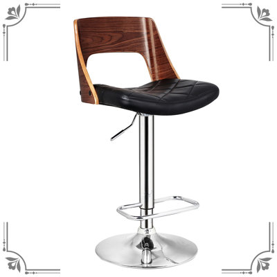 Contemporary Stylish, Adjustable Bar Stool, Back, Diamond , Curved Seat, Height, 360 Rotate, Retro Style, Black, American Design, Metal Structure Modern, , Swivel Turn, Look, Framework