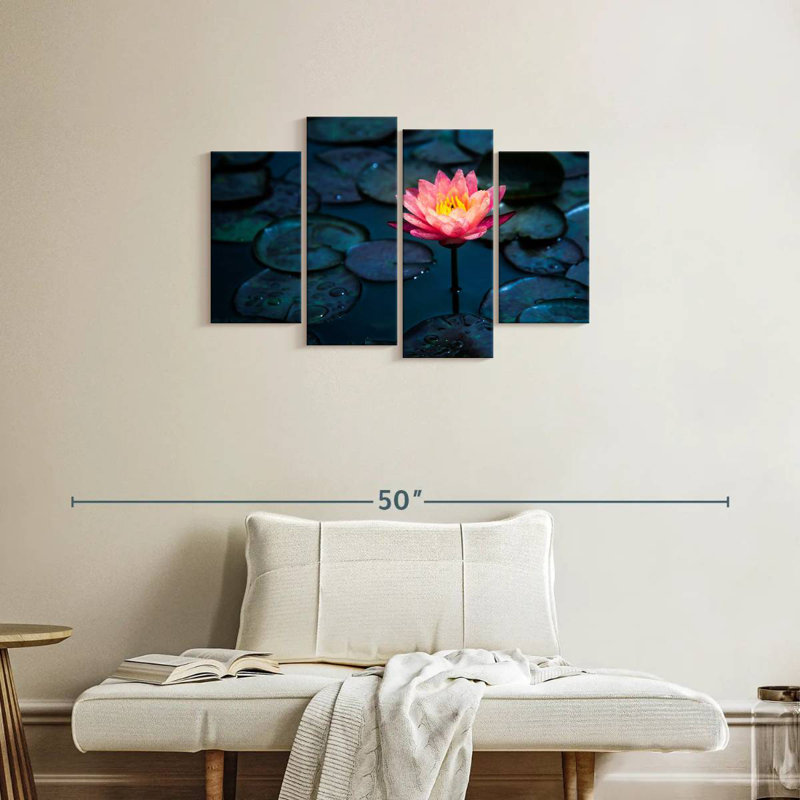 Fleur de lotus rose Harnek, H 22 po x l 36 po