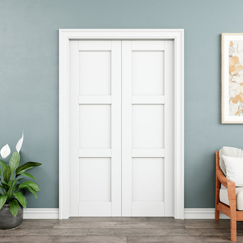 Porte de placard pré-finie avec porte coulissante et porte intérieure, 60 po x 80 po