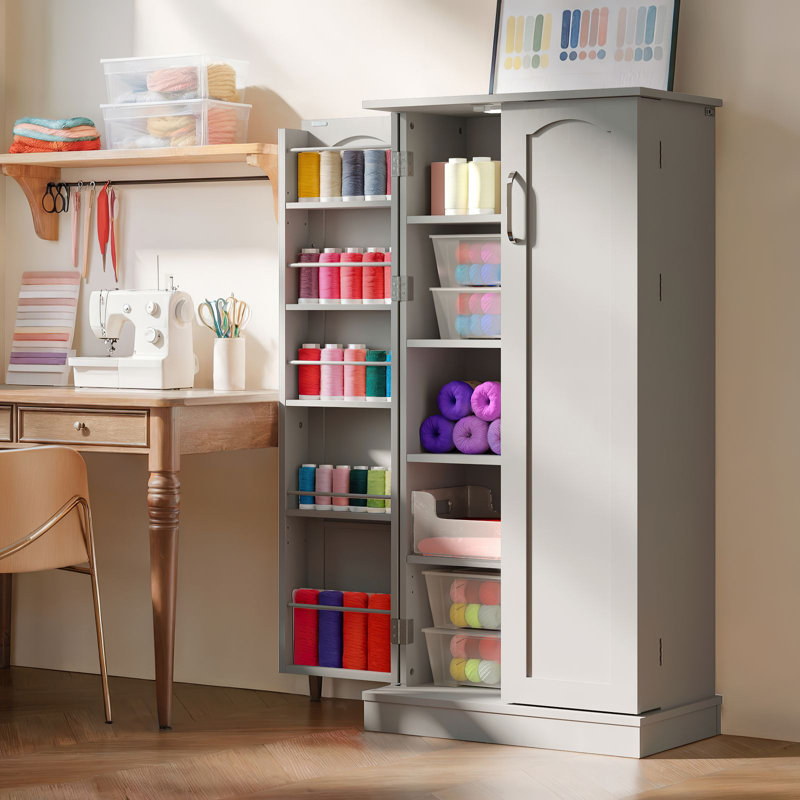 Armoire de rangement pour artisanat 50 "avec lumières DEL, Gris