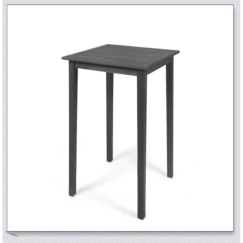 Table de bar d'extérieur carrée en bois d'acacia minimaliste - durable, résistante aux intempéries et élégante pour les espaces modernes