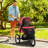 Foldable Pet Stroller For Small And Medium Sized Pets, Red, 3 Big Wheels, With Adjustable Awning Storage Tray Red Small, Canines