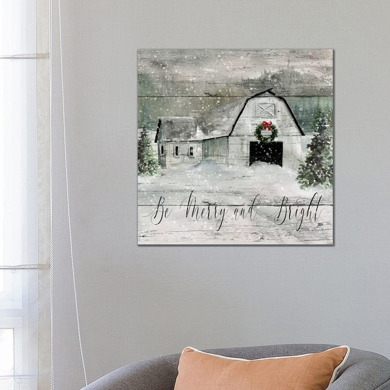 Merry And Bright Barn by Carol Robinson - Print on Canvas, Wrapped Canvas, 66.04 cm H x 66.04 cm W x 1.91 cm D