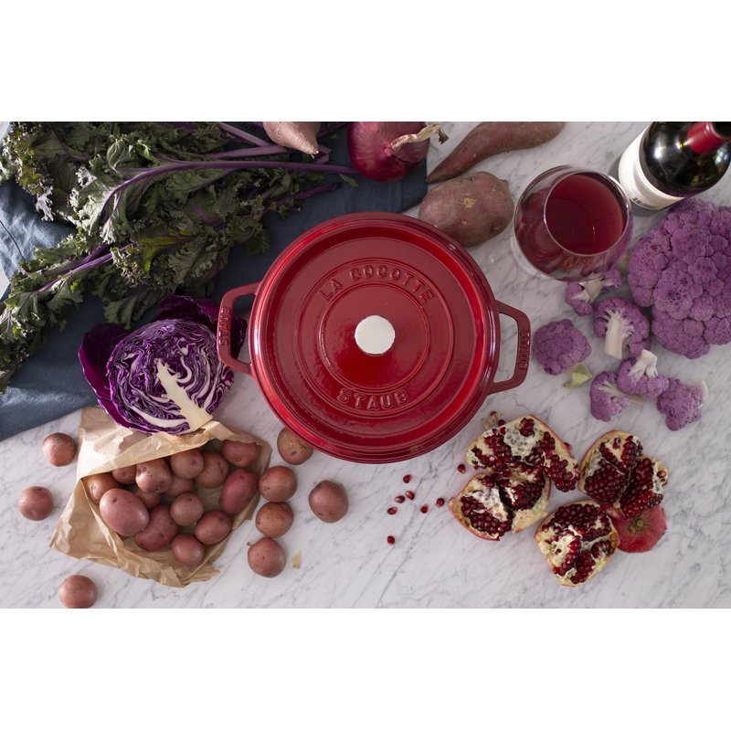 La Cocotte Cast Iron Round Cocotte, 0.25 quarts, Cherry