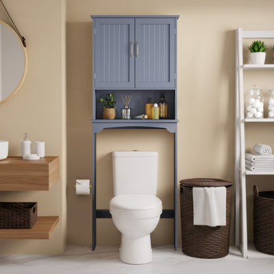 Rangement au-dessus de la toilette avec armoires supérieures et tablettes ouvertes Dharmraj