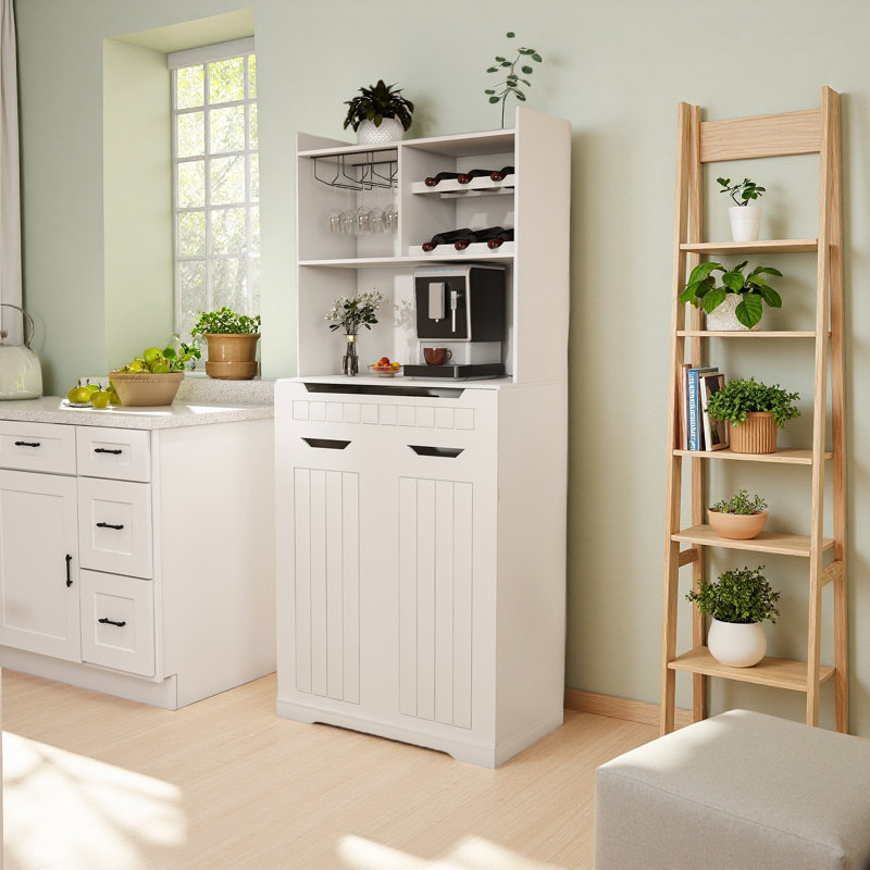Buffet avec huche - Buffet de cuisine de ferme moderne avec 2 tiroirs et portes de grange, station de café ou armoire à boissons pour la salle à manger