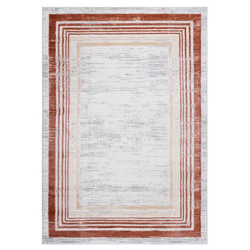 LOOM & LUXE Collection Brown/Ivory/Bordered Non-Shedding Living Room Bedroom Dining Home Office Stylish And Stain Resistant Area Rug