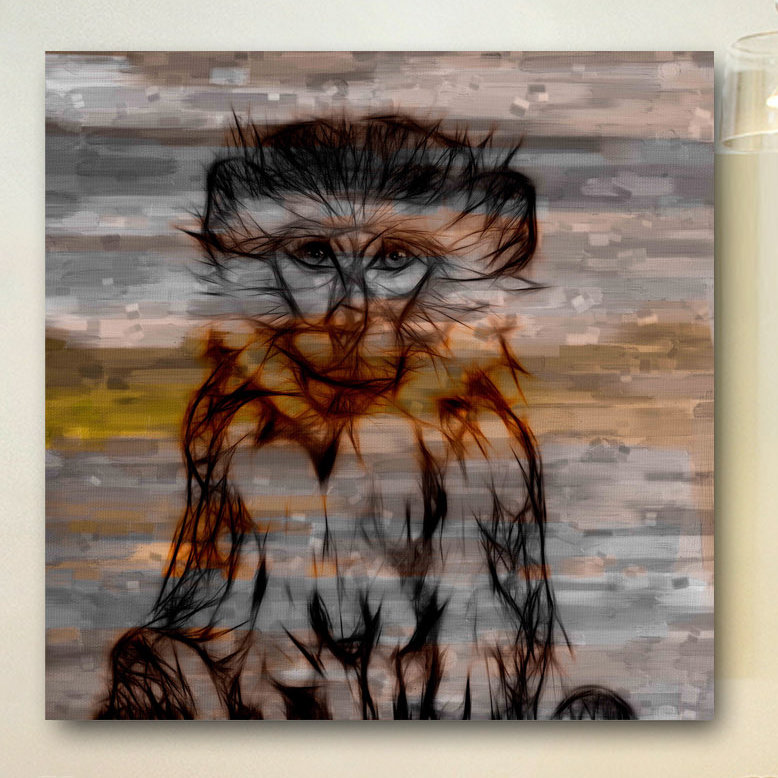 « primates » par parvez taj,-impression sur toile tendue, H 18 po x l 18 po x P 1,5 po