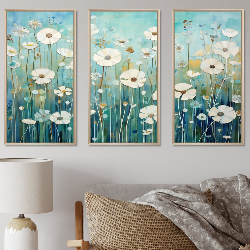 «Refreshing Flower Lagoon», ensemble d'art sur toile, Cadre naturel flottant, H 28 po x l 36 po x P 1 po