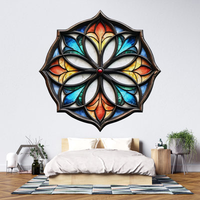 Stained Glass Mandala Wall Art, Sacred Geometry Decor, Colorful Geometric Wall Art, Boho Mandala Wall Decor 237Mv