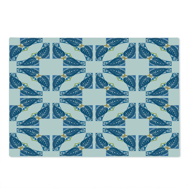 Planche à découper Ambesonne Vintage grande taille marocaine bleu feuilles bleu blanc