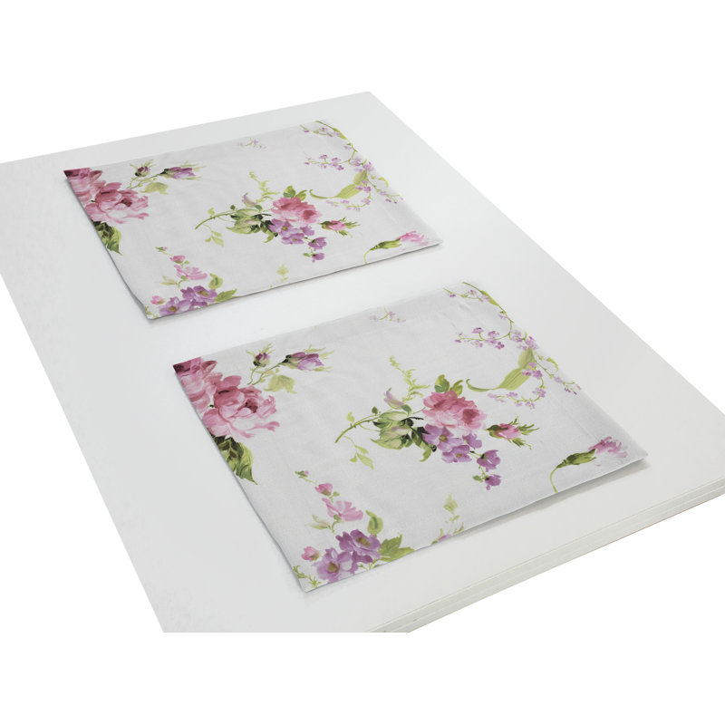 Pansy Polyester Floral Rectangle Placemat, Pink/Purple