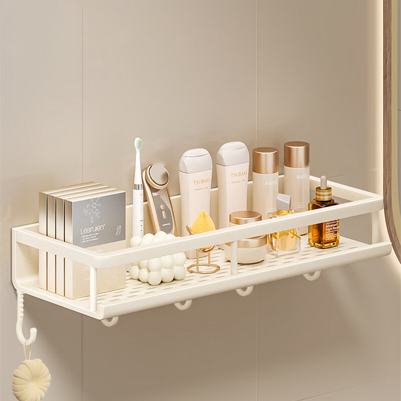 George Oliver Creamy Style Bathroom Shelf - No Drilling Required Wall ...