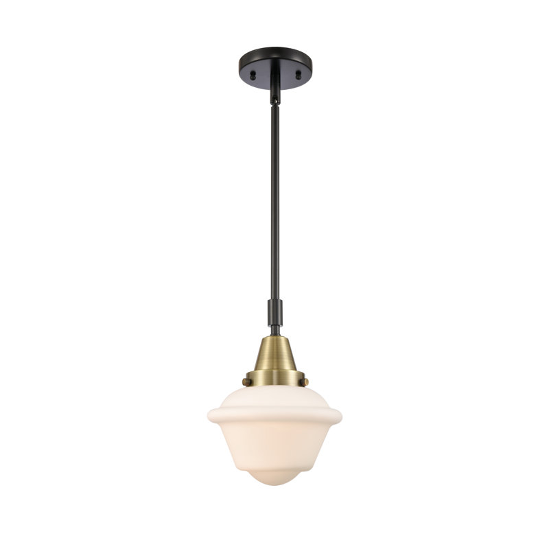 Luminaire suspendu pour école simple à 1 lumière Frand, Blanc mat, DEL, Laiton antique noir
