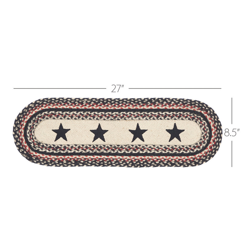Tapis naturel Amai / noir / rouge, Oval 8,5 po x 2 pi 3 po
