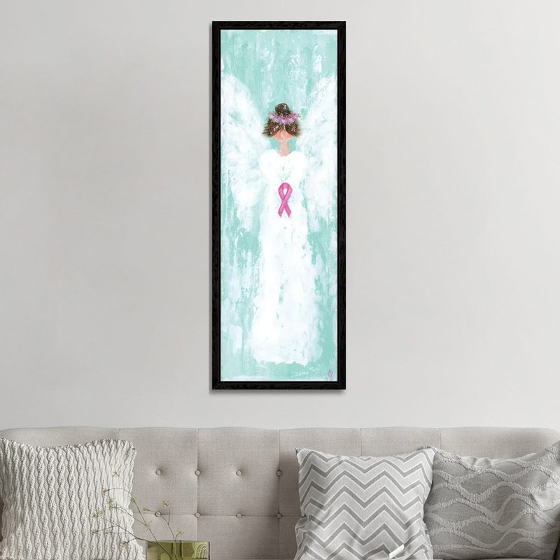 Breast Cancer Angel II 1 Piece Painting on Canvas, 152.4 cm H x 50.8 cm W, Black Framed
