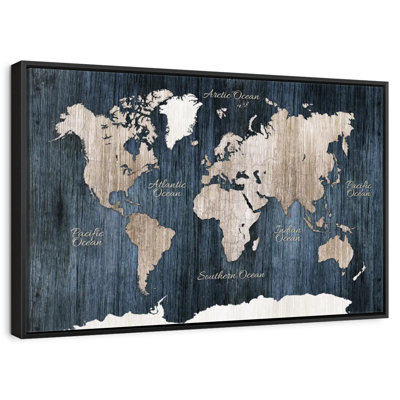 Aged Wooden World Map