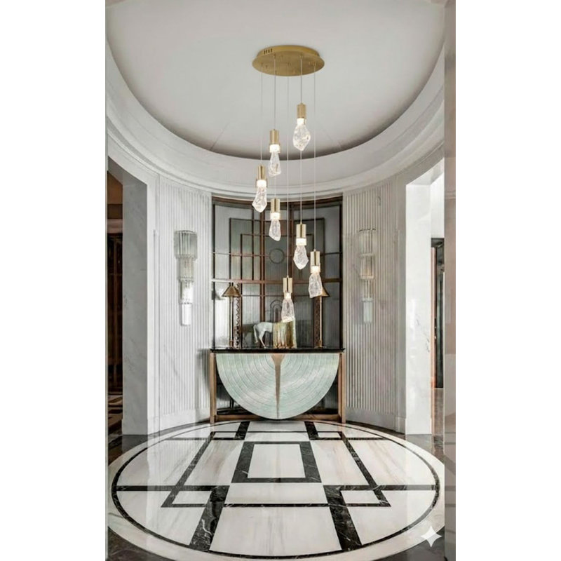 Transitional 7 Light Crystal Stone Chandelier