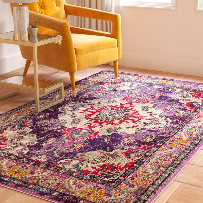 Almyra Oriental Area Rug, Rectangle 5'1" x 7'7", Violet/Fuchsia