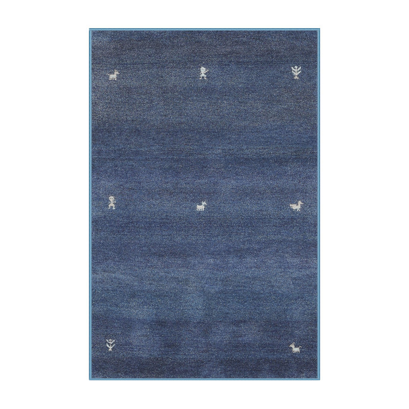 Tapis de zone bleu contemporain, Rectangle 5 pi x 8 pi