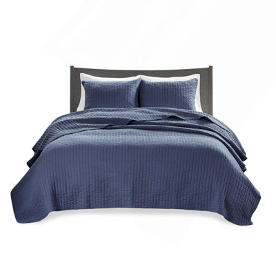 3 Piece Quilt Set Navy King/Cal King
