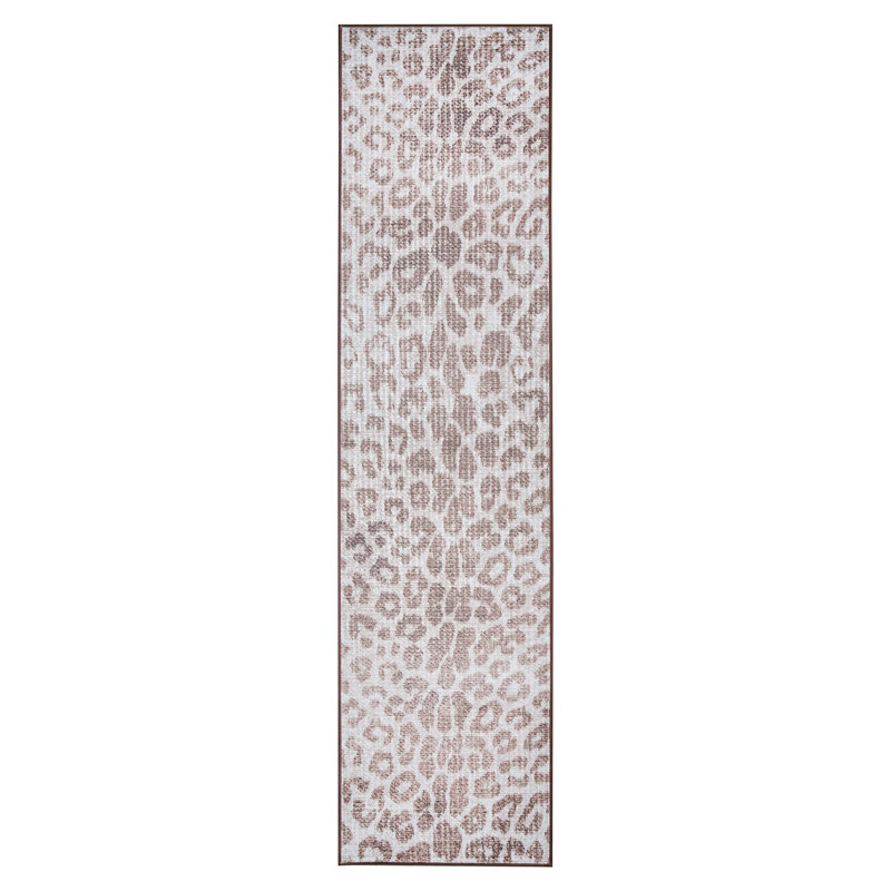 Tapis lavable lavable Miya Leopard, Tapis de couloir 2 pi 5 po x 10 pi