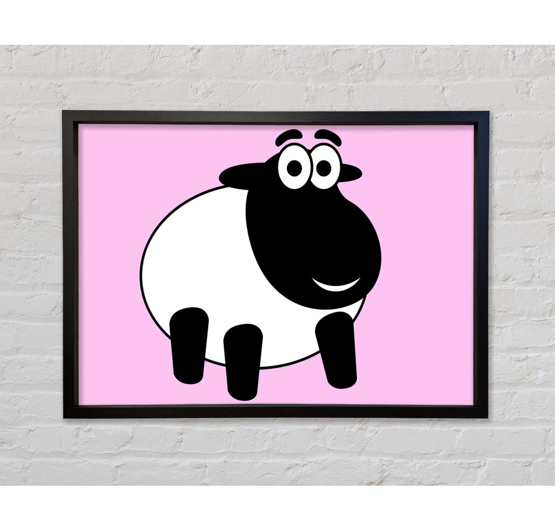 Happy Cartoon Sheep Pink - Einzelne Bilderrahmen Kunstdrucke auf Leinwand