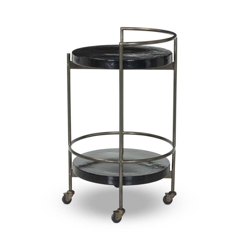 Mira Bar Cart - Smoked Brown Cast Glass, Moss Cast Glass