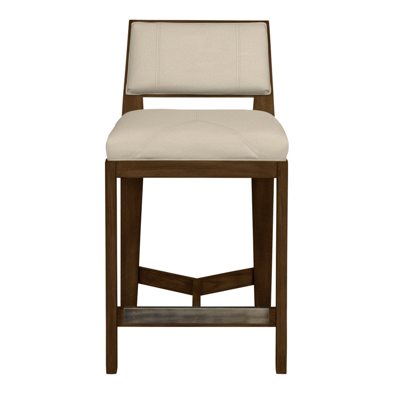 Scoville By Thom Filicia Upholstered Counter Stool with Solid Wood Frame, La Havane, Lin Tuck