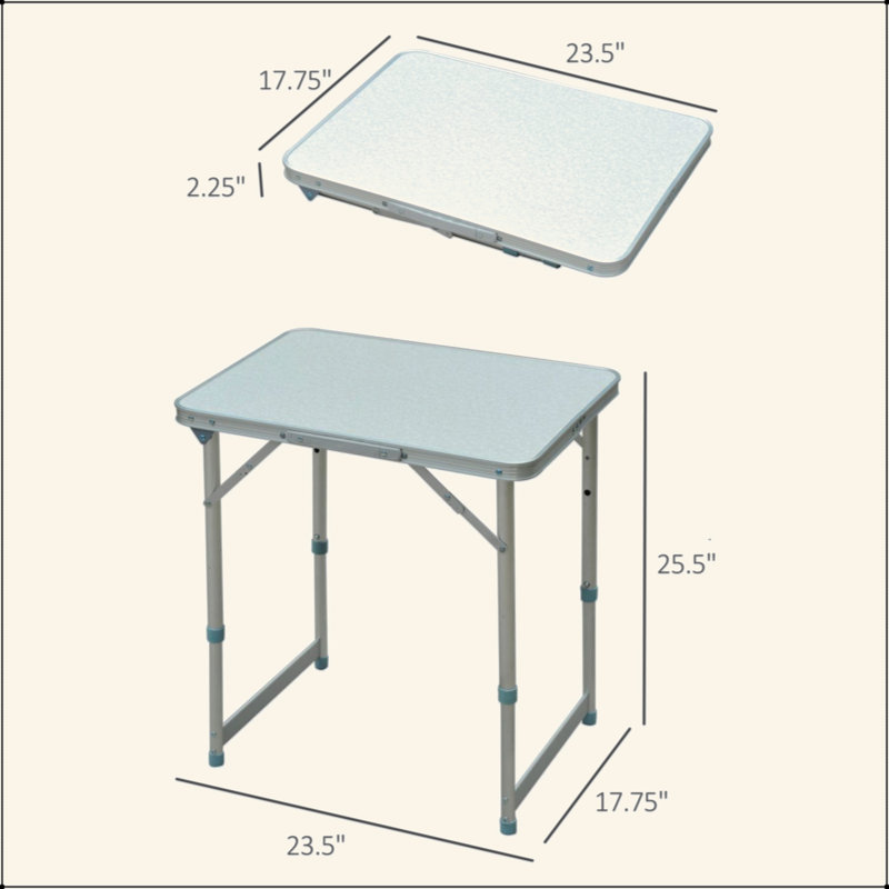 Table de camping pliante réglable en hauteur, table portable légère avec poignée de transport, table de camping pliante pour l'extérieur