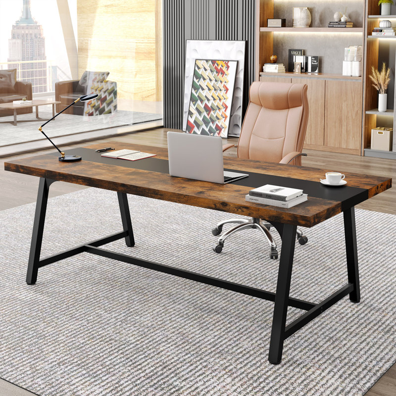 180cm Rectangle Conference Table with 1 Chairs, Brown/Black