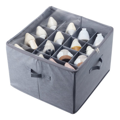 Under Bed Shoe Storage Organizer, 1 Pack, 16 Compartments, Underbed Shoe Box Storage Containers Adjustable Dividers, Sandal Organizer Storage With Cle
