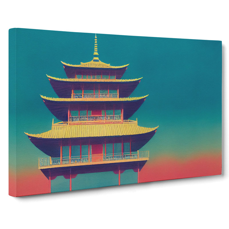 Watercolour Pagoda Vol.2 - Wrapped Canvas Print, 35cm H x 50cm W x 3cm D