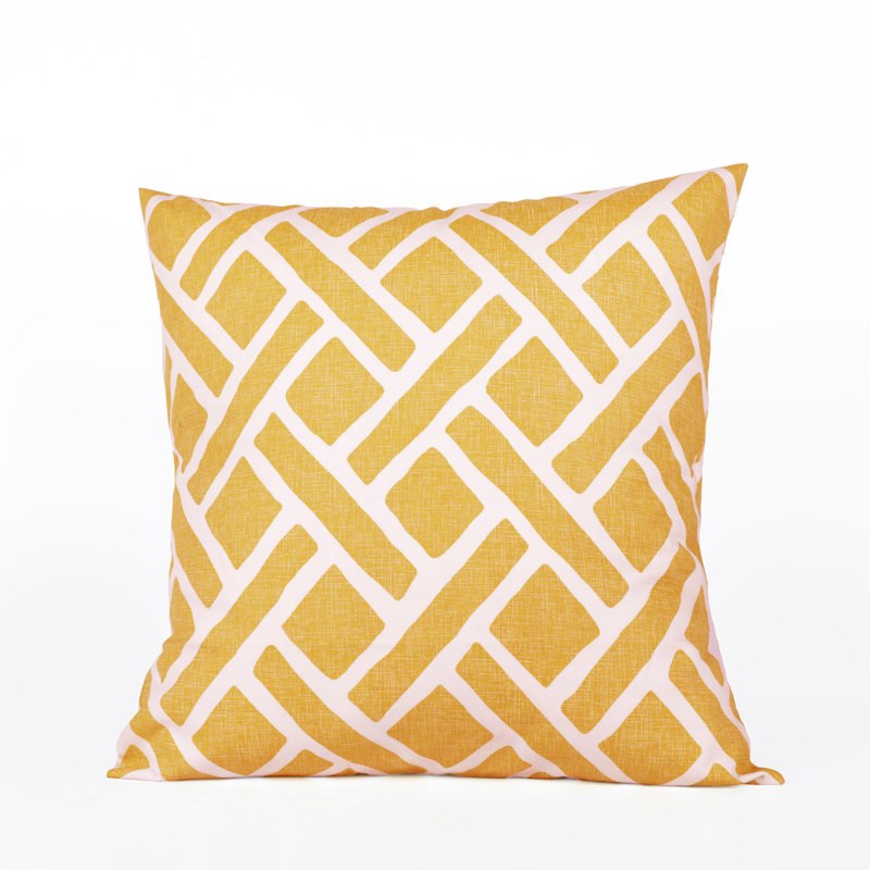 Martinique Printed Cotton Throw Pillow Covers - Decorative Pillow Covers, Yellow, 18"H x 18"W